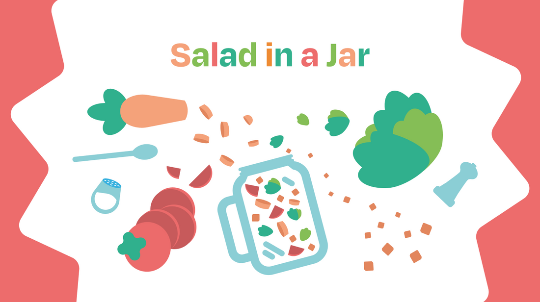 The text "Salad in a Jar" among many salad ingredients.